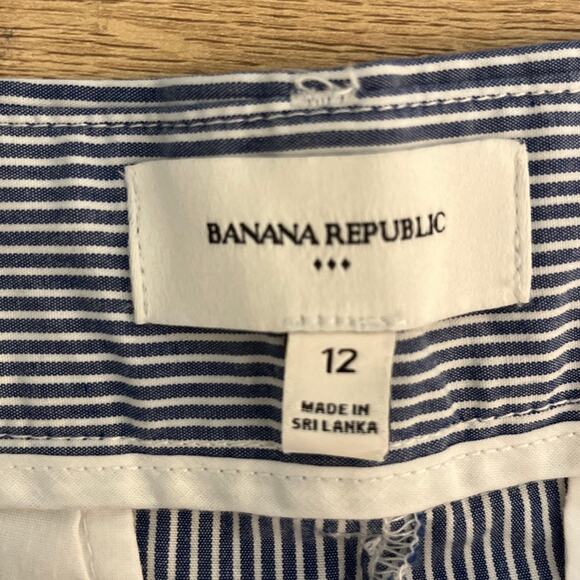 Banana Republic Factory Womens Striped Pleated High Waist Shorts Size 12 Navy - Picture 3 of 8